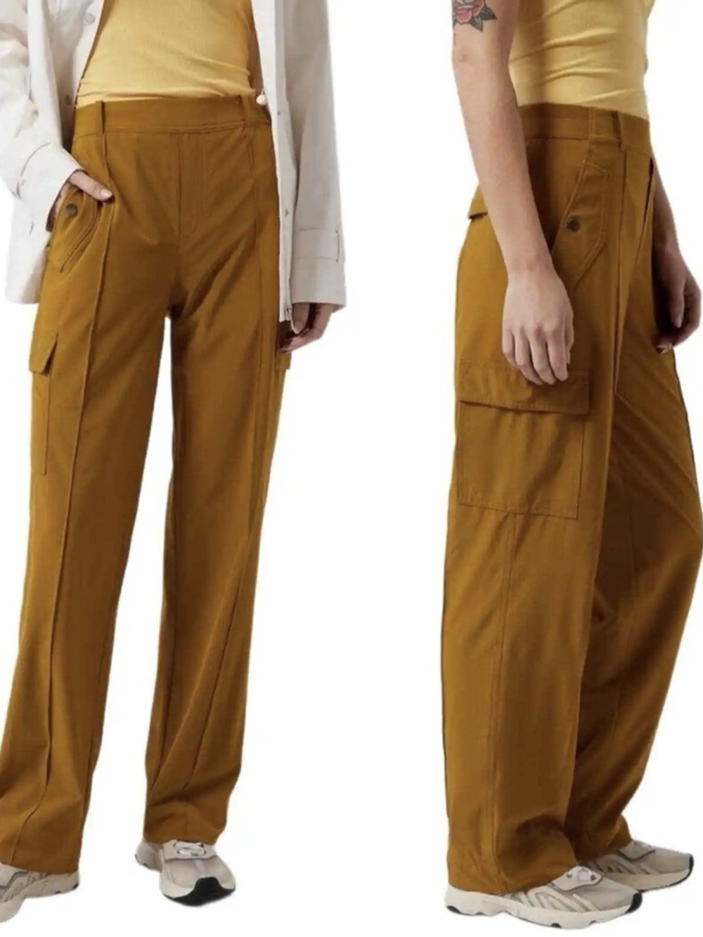 Wide-Leg Cargo Pants in Mustard - Athleta Vienna Terracotta Cargo Pants SZ 10